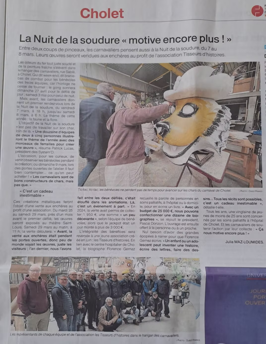 Article de presse sur la mobilisation autour de la Nuit de la soudure
